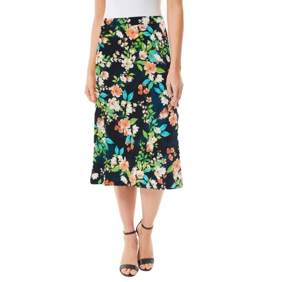 Women’s Printed Midi High Waist Breathable Soft Casual & Formal Wear Mid Length - Picture 4 of 16